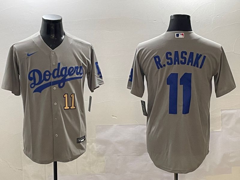Men Los Angeles Dodgers 11 R.Sasaki Grey Game 2025 Nike MLB Jersey style 11